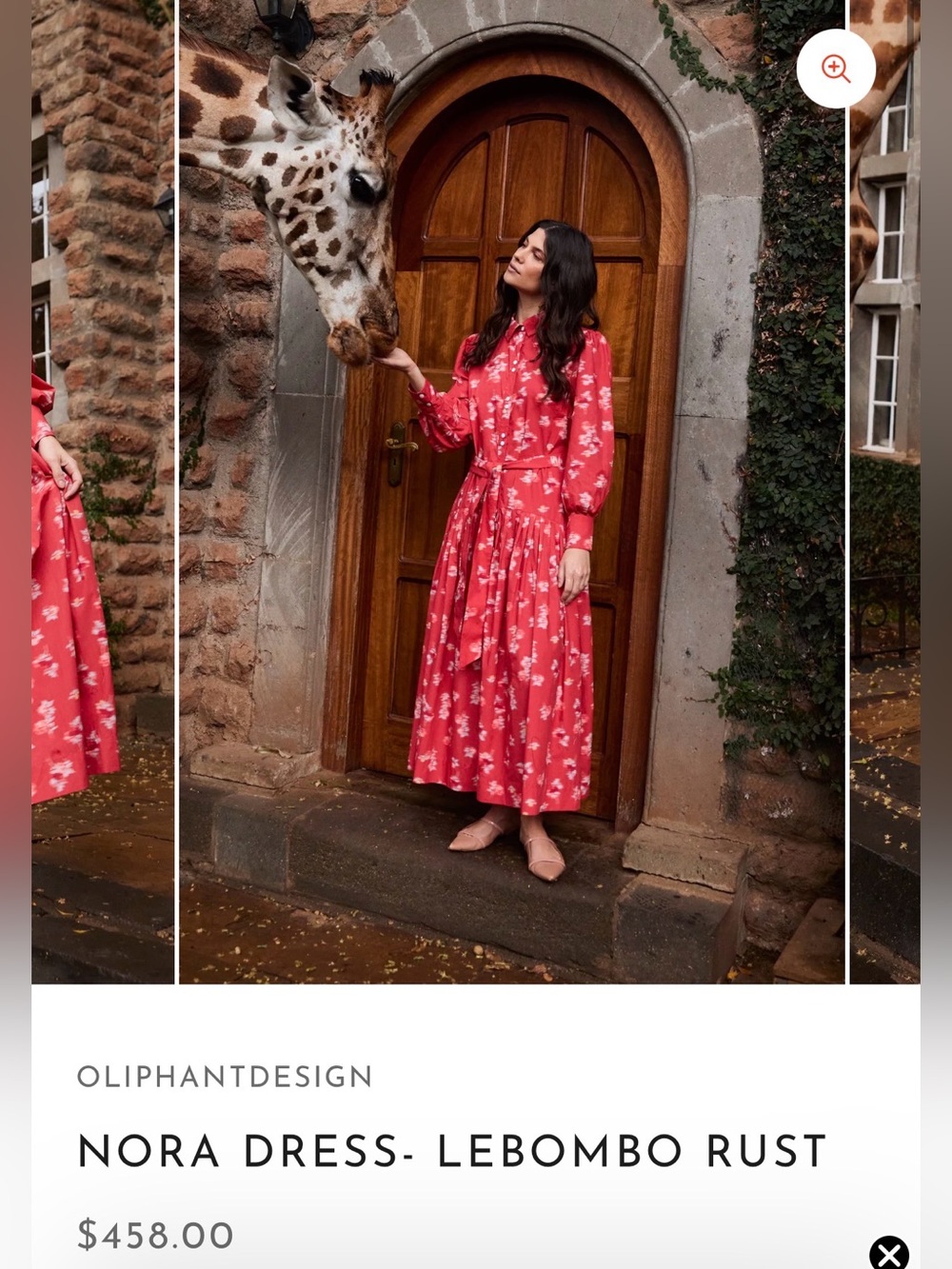 Oliphant Lebombo Rust Nora Midi Dress NWT